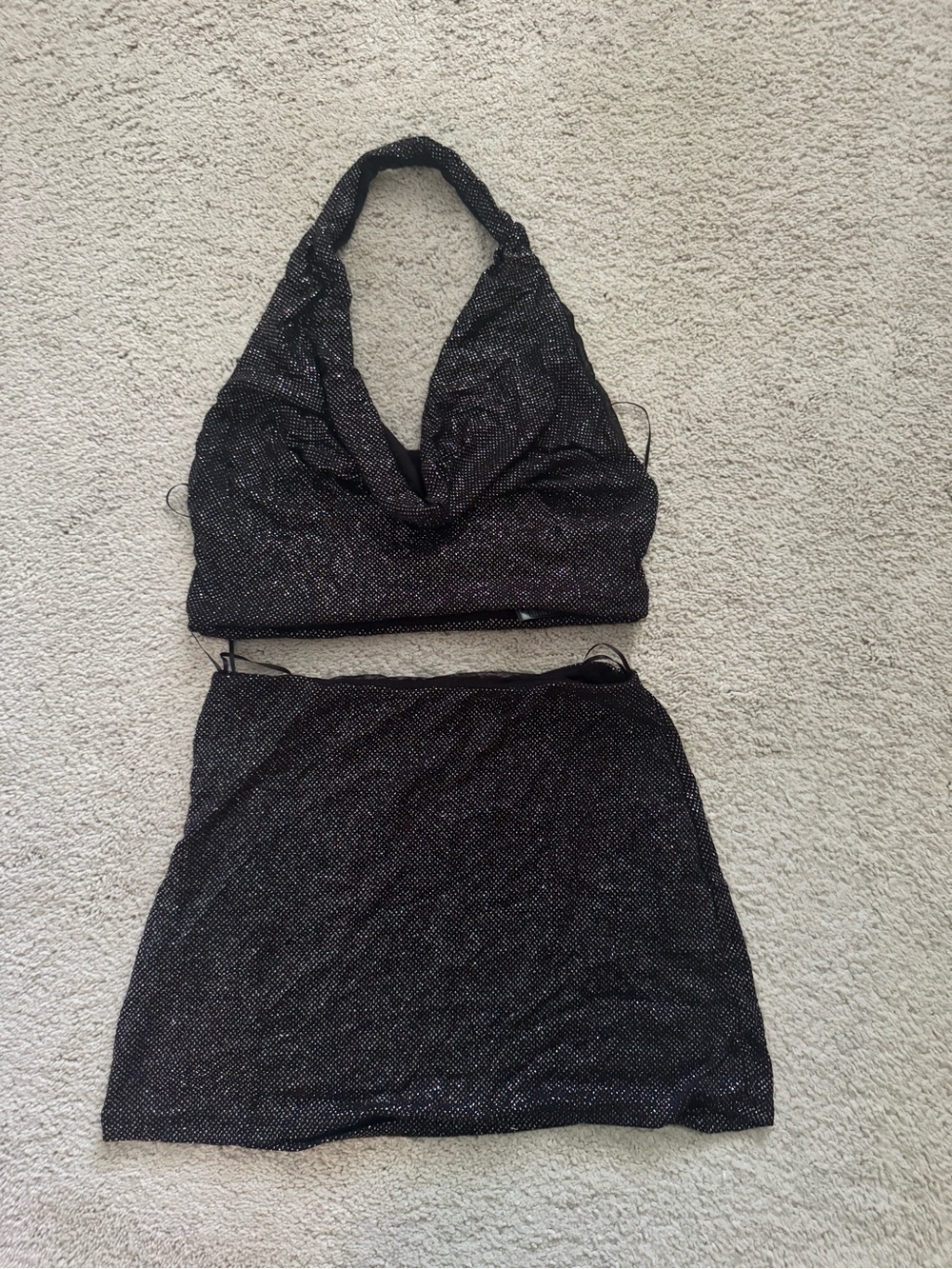 silence + noise Black Sparkle Halter Skirt Set